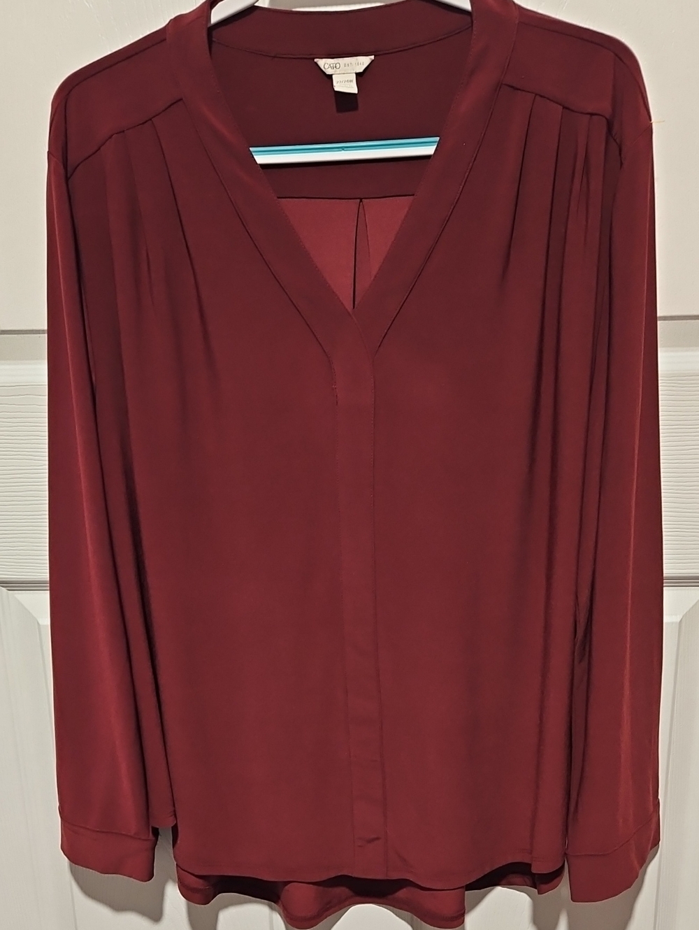 Cato Burgundy V-Neck Long Sleeve Blouse